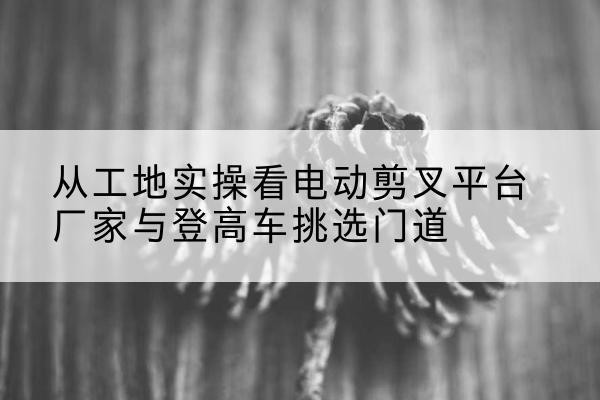 金堂电动剪叉升降平台厂家-从工地实操看电动剪叉平台厂家与登高车挑选门道